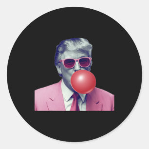 Funny Rosa Donald Trump Bubble Gum Yum Tee Runt Klistermärke
