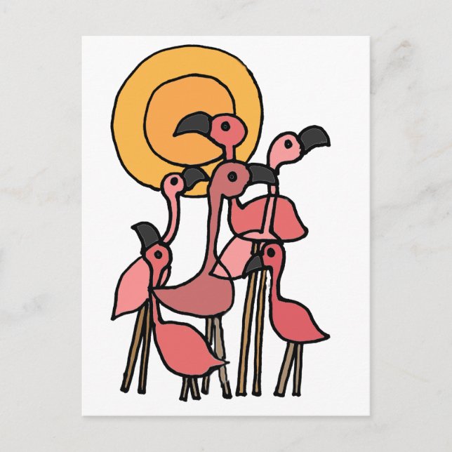 Funny Rosa Flamingo Art Vykort (Framsida)