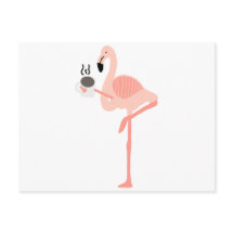 Funny Rosa Flamingo Drinking Coffee
