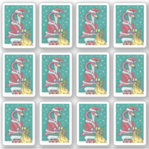 FUNNY ROSA FLAMINGO JULTOMTEN CHRISTMAS KLISTERMÄRKEN
