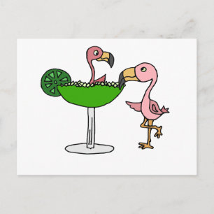 Funny Rosa Flamingo och Margarita Vykort
