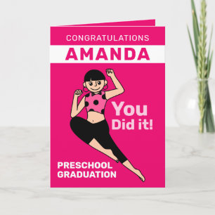 Funny Rosa Girl Preschool Studenten Kort