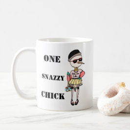 Funny Rosa Girly Bird One Snazzy Chick Kaffemugg