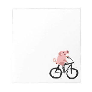 Funny Rosa Gris Riding Bicycle Anteckningsblock
