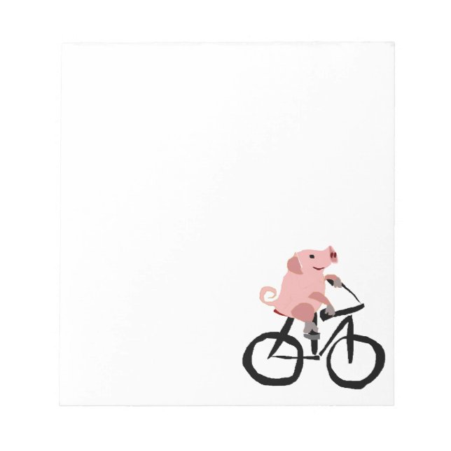 Funny Rosa Gris Riding Bicycle Anteckningsblock (Framsida)