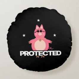 Funny rosa gris rund kudde