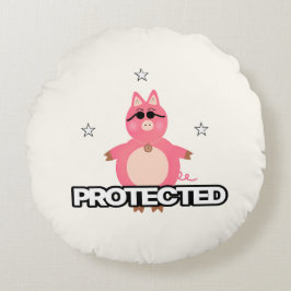 Funny rosa gris rund kudde