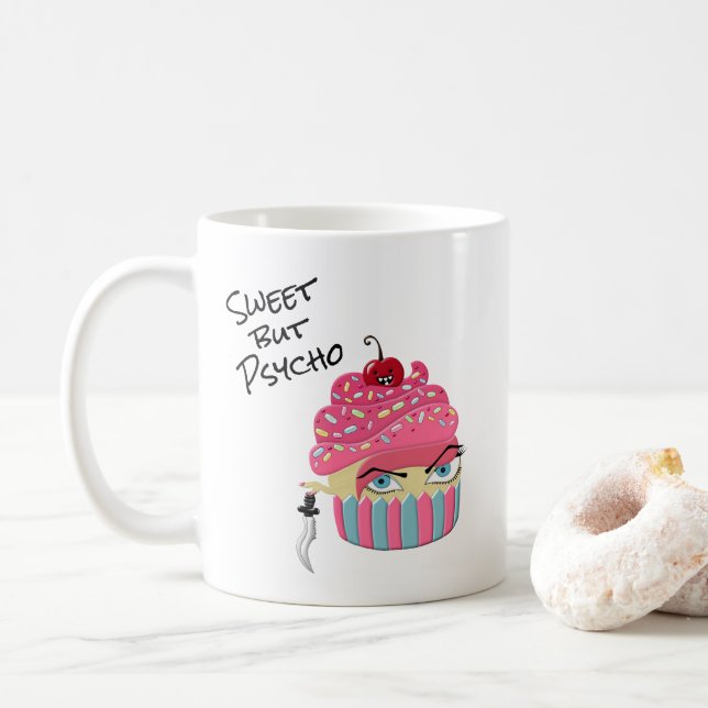 Funny Rosa Kawaii Food Humor Cupkaka Halloween Kaffemugg (Med munk)