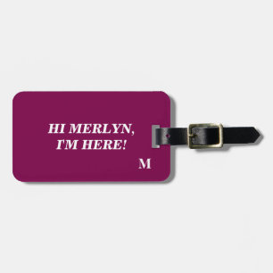 Funny Rosa Monogram Vin Red Lila Typografi Bagagebricka