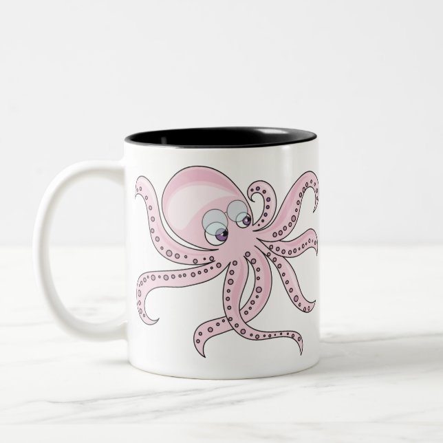 Funny Rosa Octopus Två-Tonad Mugg (Vänster)