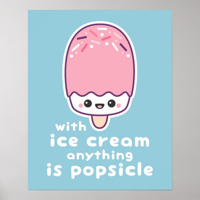 Funny Rosa Popsicle Pun Poster (Framsidan)
