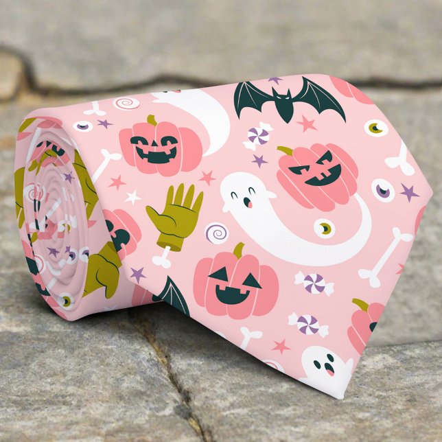 Funny Rosa Pumpkin Cute White Ghost Fladdermus Hal Slips (Skapare uppladdad)