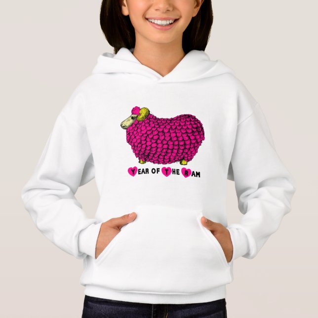 Funny Rosa Ram Kinesisk nyårshugga för Zodiac Girl T-shirt (Framsida)