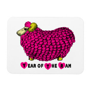 Funny Rosa Ram Kinesiskt År Zodiac Magnet