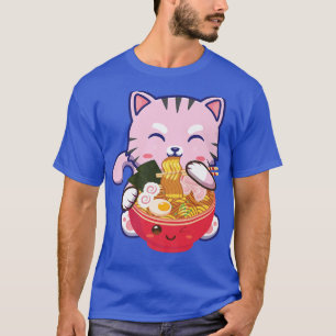 Funny Rosa Ramen Cat Japanska Food Kawaii Anime Lo T Shirt