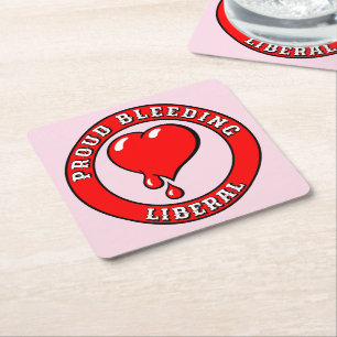 Funny Rosa Red Bleeding Heart Liberal Pop Art Underlägg Papper Kvadrat