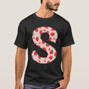 Funny Rosa Strawberry Initial Monogram Brev S Gi T Shirt