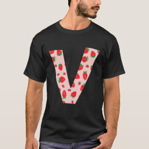 Funny Rosa Strawberry Initial Monogram Brev V Gi T Shirt