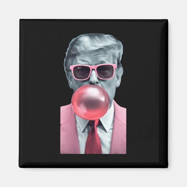 Funny Rosa Trump Bubble Gum Yum Tee Magnet (Framsidan)