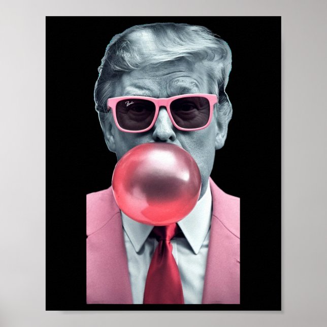 Funny Rosa Trump Bubble Gum Yum Tee Poster (Framsidan)