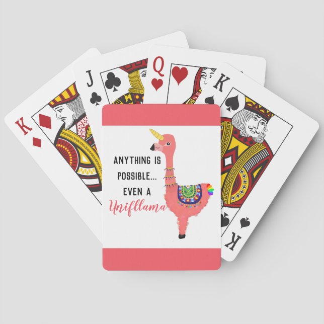 Funny Rosa Unicorn Flamingo Llama inspiring Quote Casinokort (Baksidan)