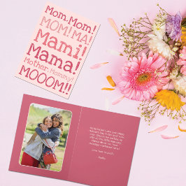 Funny Rosa Yelling vid Mamma Typography Mors dag Kort