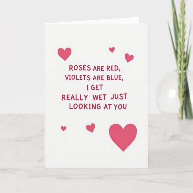 Funny Roses Are Red Naughty Card Kort (Framsida)