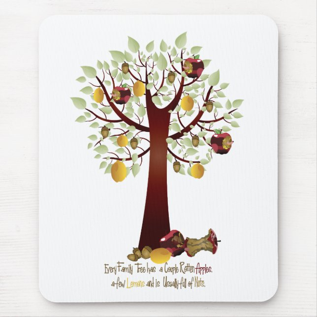 Funny Rotten Apple Family Träd Musmatta (Framsidan)