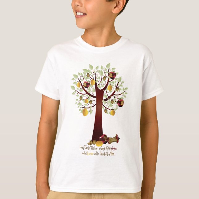 Funny Rotten Apple Family Träd T-shirt (Framsida)