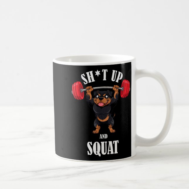 Funny Rottweiler Fitness Squating Workout Weightli Kaffemugg (Höger)