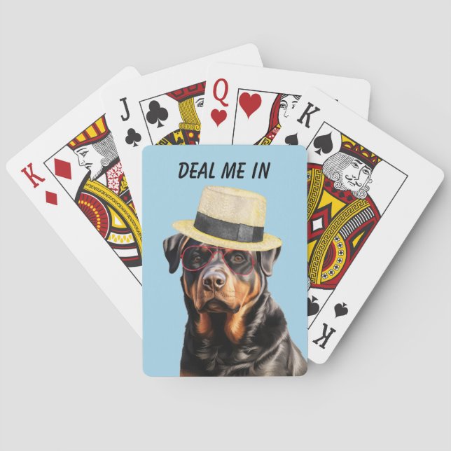 Funny Rottweiler Hund Deal Me in Casinokort (Baksidan)