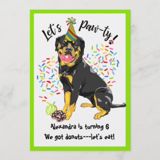 Funny Rottweiler Hund Donuts Födelsedagsfest Inbjudningar