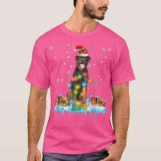 Funny Rottweiler Hund Träd jul Ljus Julafton Pa T Shirt