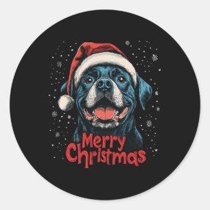 Funny Rottweiler Santa God jul Rottie Kärlek Runt Klistermärke