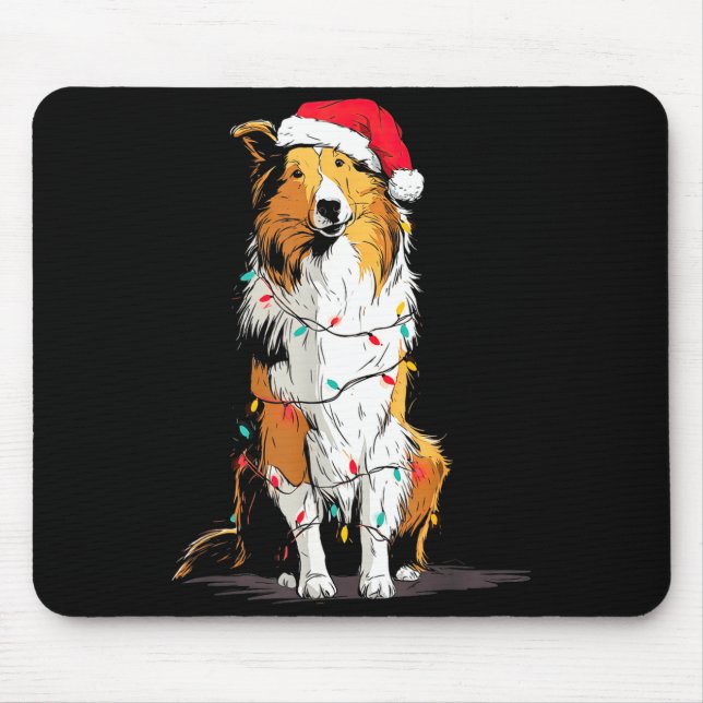 Funny Rough Collie Christmas Graphics Dog Lights L Musmatta (Framsidan)