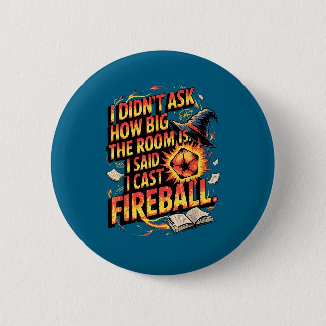 Funny Rpg I Cast Fireball Quote With Wizard Hat An Knapp (Framsida)