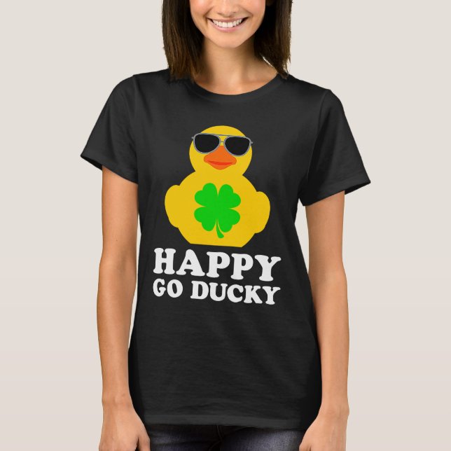 Funny Rubber Anka Fyrklöver Sunglasses Happ T Shirt (Framsida)