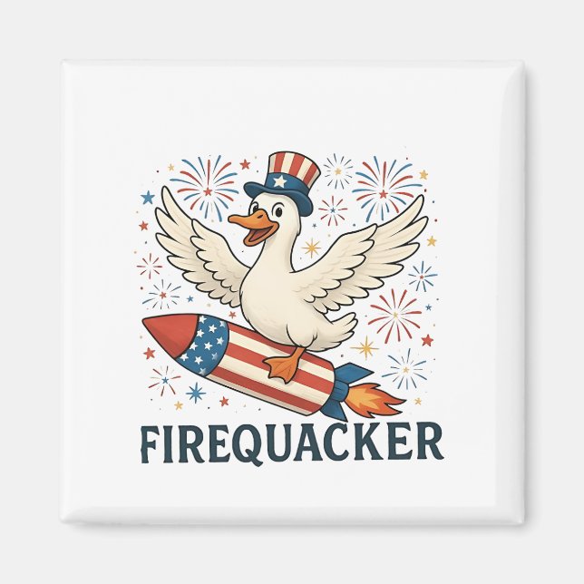 Funny Rubber Anka USA Patriotic Firequacker 4:e Magnet (Framsidan)