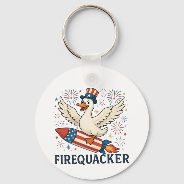 Funny Rubber Anka USA Patriotic Firequacker 4:e Nyckelring (Framsida)