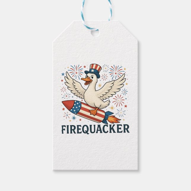Funny Rubber Anka USA Patriotic Firequacker 4:e Presentetikett (Framsidan)
