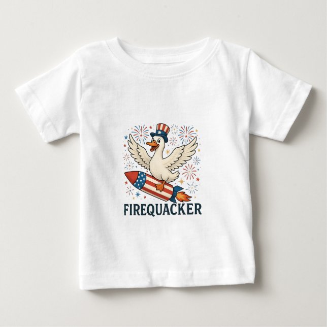 Funny Rubber Anka USA Patriotic Firequacker 4:e T Shirt (Framsida)