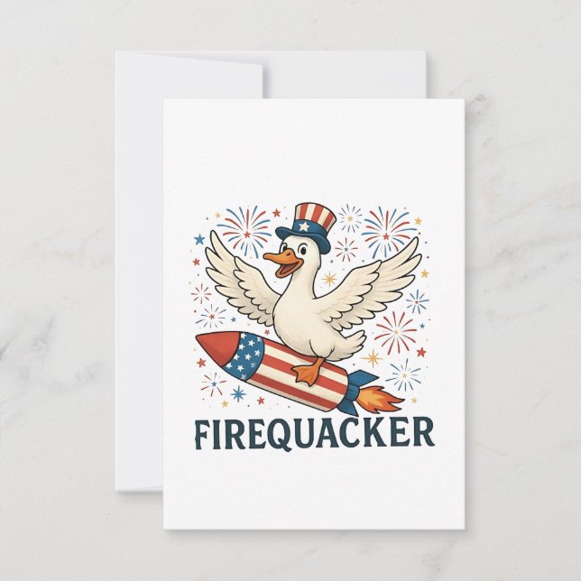 Funny Rubber Anka USA Patriotic Firequacker 4:e Tack Kort (Framsida)