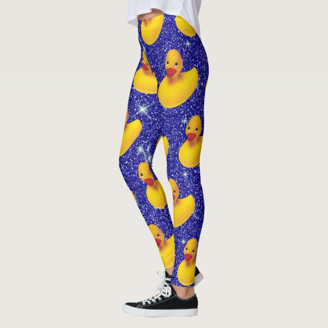 Funny Rubber Ankor Gult Duckie Farm Animal Lover Leggings (Vänster)