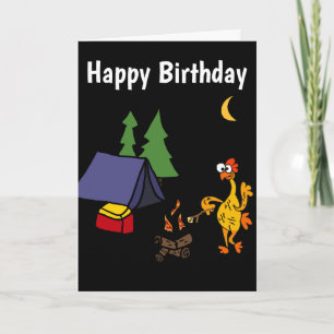 Funny Rubber Chicken Camping Tecknad Kort