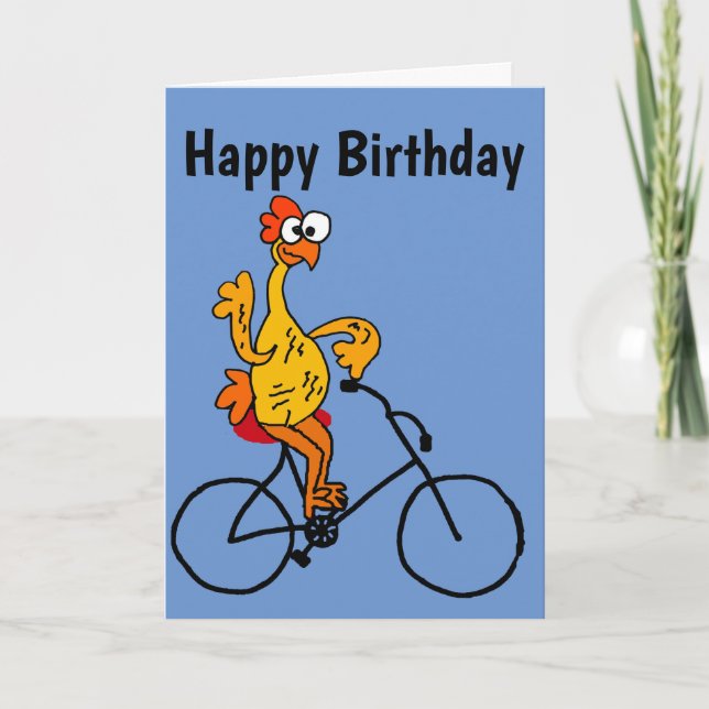 Funny Rubber Chicken Riding Bicycle Kort (Framsida)
