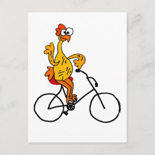 Funny Rubber Chicken Riding Bicycle Vykort