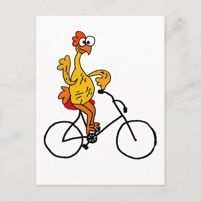 Funny Rubber Chicken Riding Bicycle Vykort (Framsida)