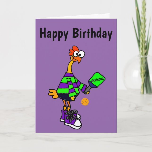 Funny Rubber Chicken som spelar Pickleball Kort (Framsida)
