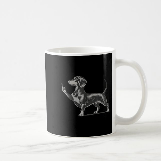 Funny Rude Black Dachshund Dog Meme Middle Finger  Kaffemugg (Höger)