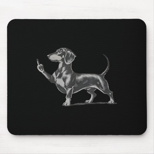 Funny Rude Black Dachshund Dog Meme Middle Finger  Musmatta (Framsidan)